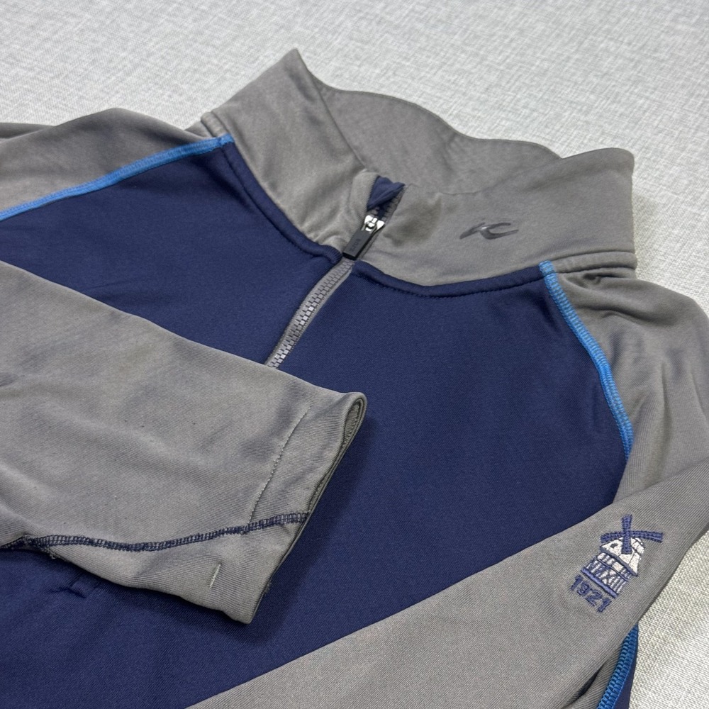 KJUS 1/4 Zip Golf Pullover Mens XL Blue Gray Mock Neck Fleece Performance